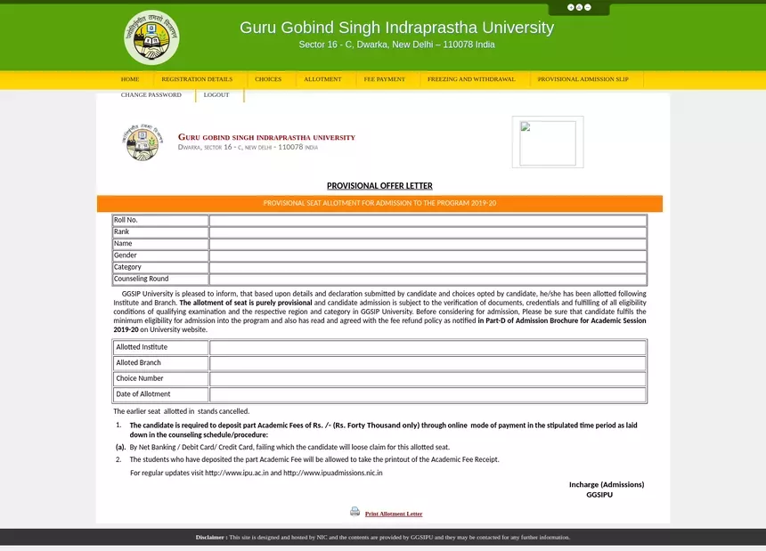 Ip University Seat Allotment 21 Check Dates And Admission Letter