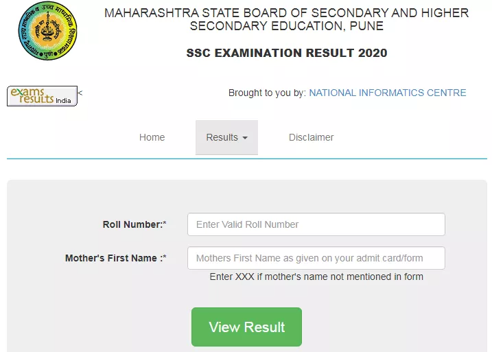 Maharashtra state Board SSC result 2021 web window