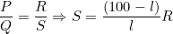 \small \frac{P}{Q}=\frac{R}{S}\Rightarrow S= \frac{(100-l)}{l}R