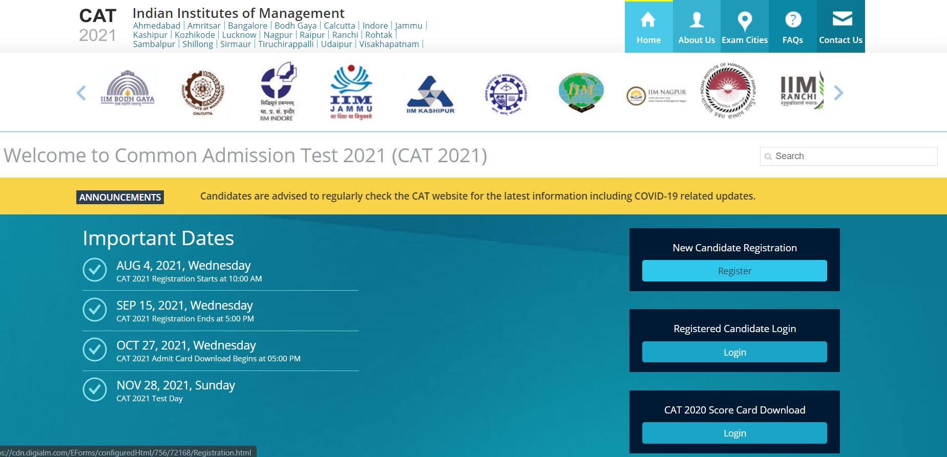 CAT Registration 2021 (Started) Application Form, How to Fill at