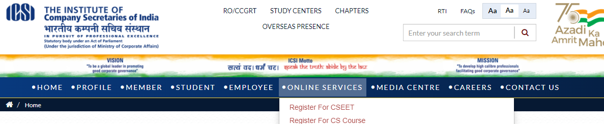 CS Professional registration step 2