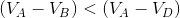 (V_{A}-V_{B})<(V_{A}-V_{D})