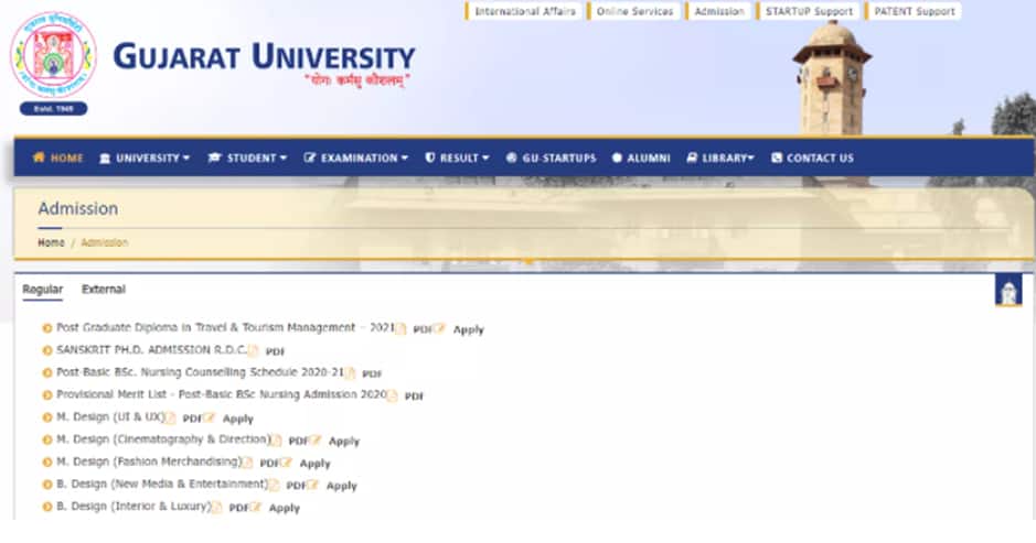 Gujarat University Admission Form 2022 (Open): Application Form, How To ...