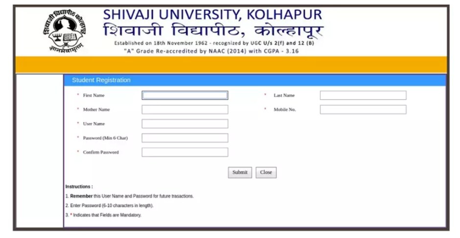 shivaji university phd application form