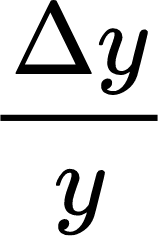 {"code":"$$\\frac{\\Delta y}{y}$$","backgroundColorModified":false,"backgroundColor":"#ffffff","id":"6","aid":null,"type":"$$","font":{"family":"Arial","size":11,"color":"#000000"},"ts":1638012152165,"cs":"SeQDFWB5juft0xzmPduaDg==","size":{"width":25,"height":38}}