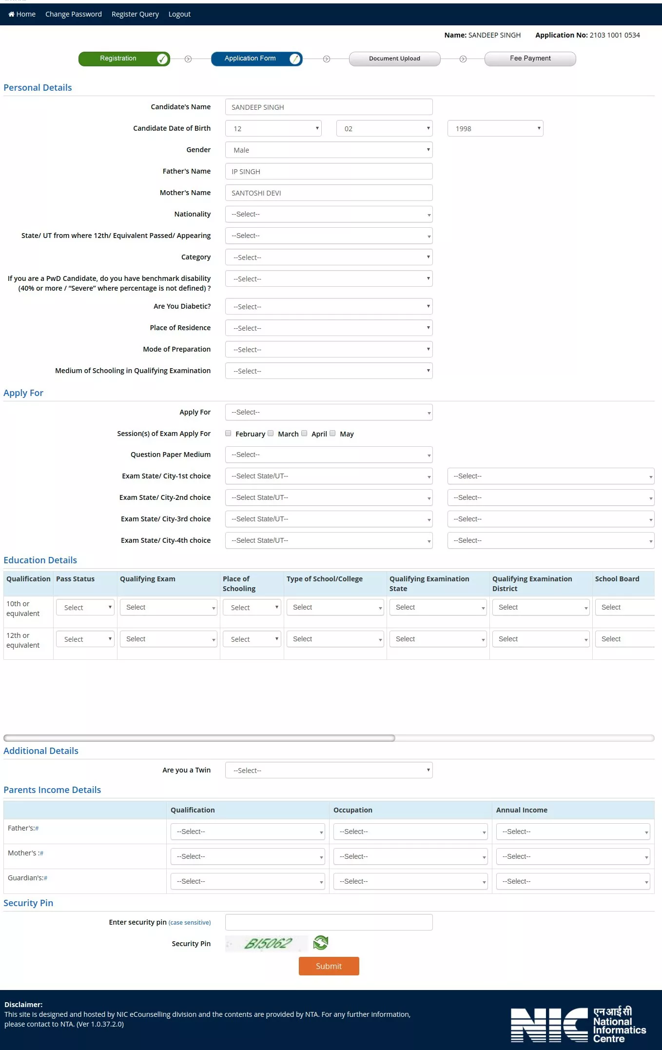 Jee Main Form 2023 Printable Forms Free Online