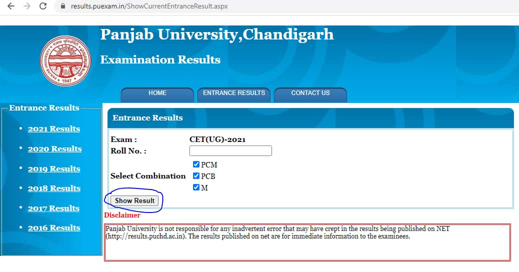 Panjab University Result 2022: BA, B.Sc, B.Com PU UG PG Results @Puchd ...