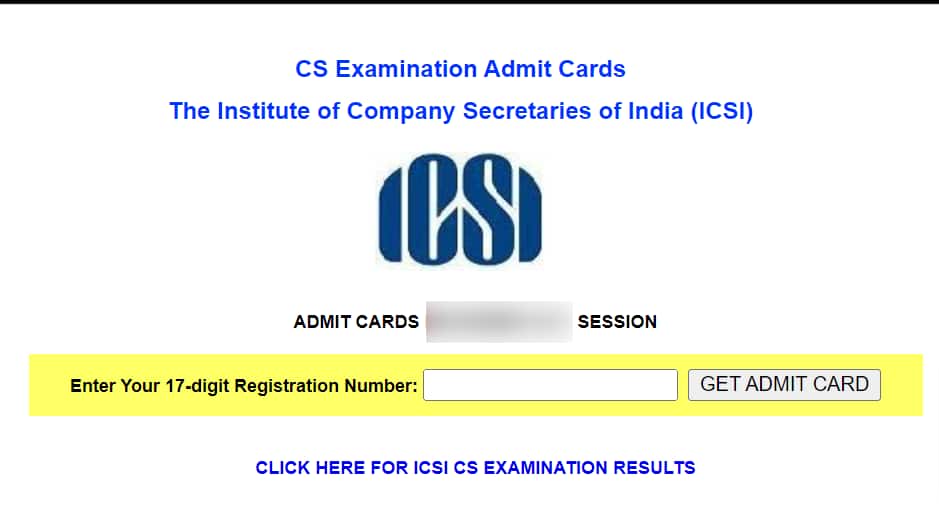 CS Executive Admit Card Login Window 