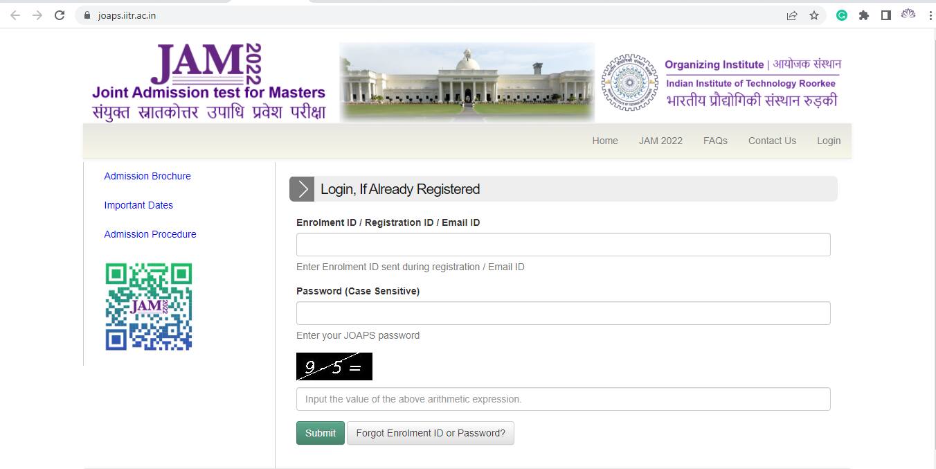 IIT JAM Application Form 2023 (Correction Window Open) Registration