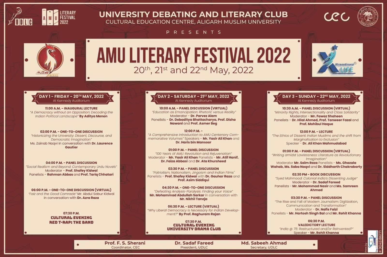 AMU literary festival 2022, AMU Lit Fest 2022,Former RBI Governor Raghuram Rajan, Kennedy Hall Auditorium,amu controller,amu university,amu application form 2022,amu exam controller,amu entrance exam date 2022,aligarh muslim university,jamia millia islamia