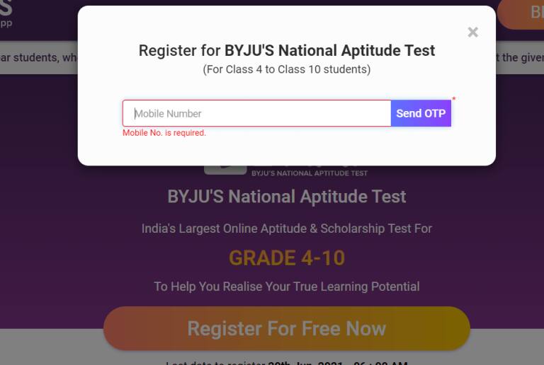 Byju’s Scholarship Test Registration 2023 Check Dates, Fees