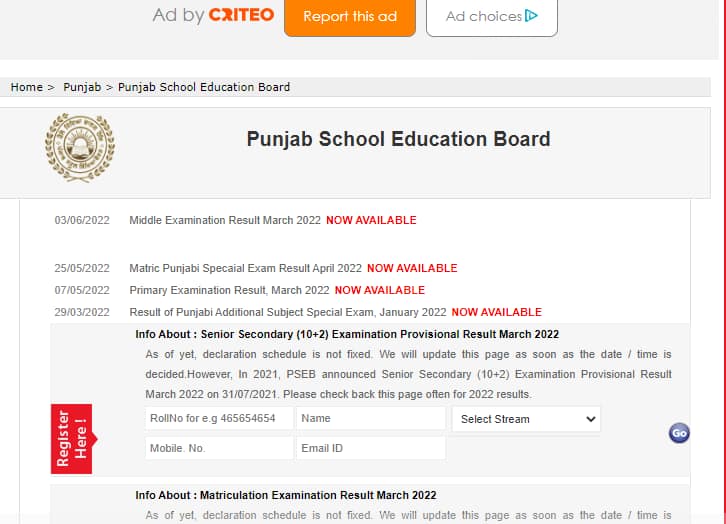 Punjab Boards Result 2022: Pseb Declares Class 12th Results @pseb