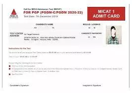 MICAT Admit Card Demo