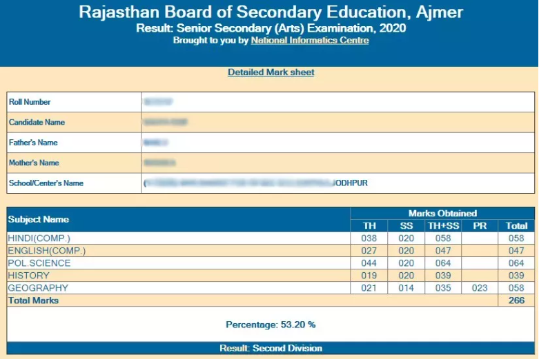 RBSE 12th Arts Result 2023 Link (OUT) Rajasthan Board Arts Results