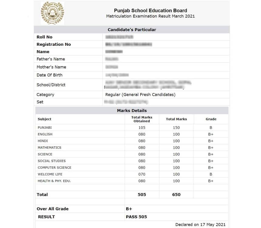 PSEB Result 2023 pseb.ac.in Check Class 5th, 8th, 10th & 12th