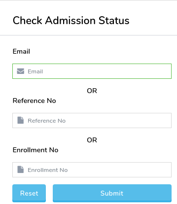 NIOS admission status window