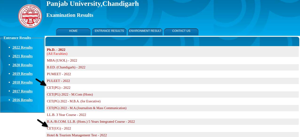 Panjab University Result 2023 (Declared), Results.puexam.in, PU CET UG ...