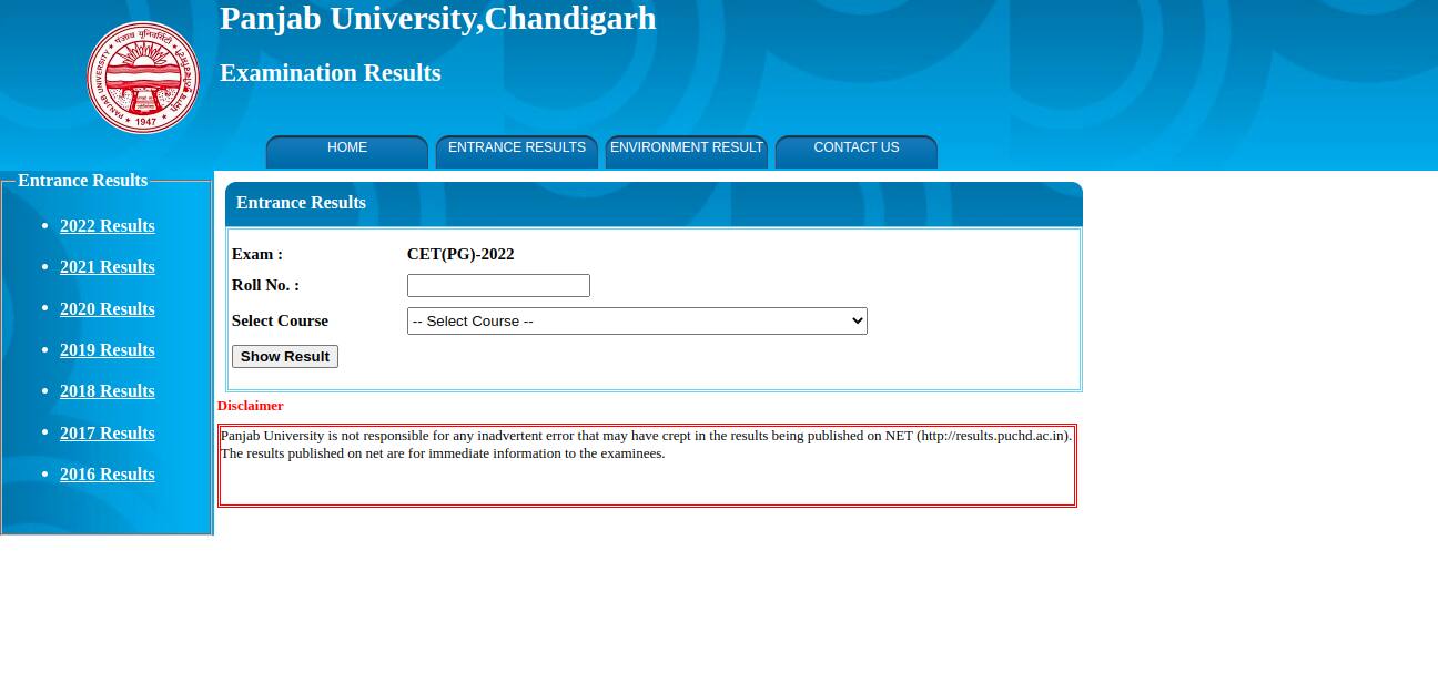 Panjab University Result 2023 (Declared), Results.puexam.in, PU CET UG ...