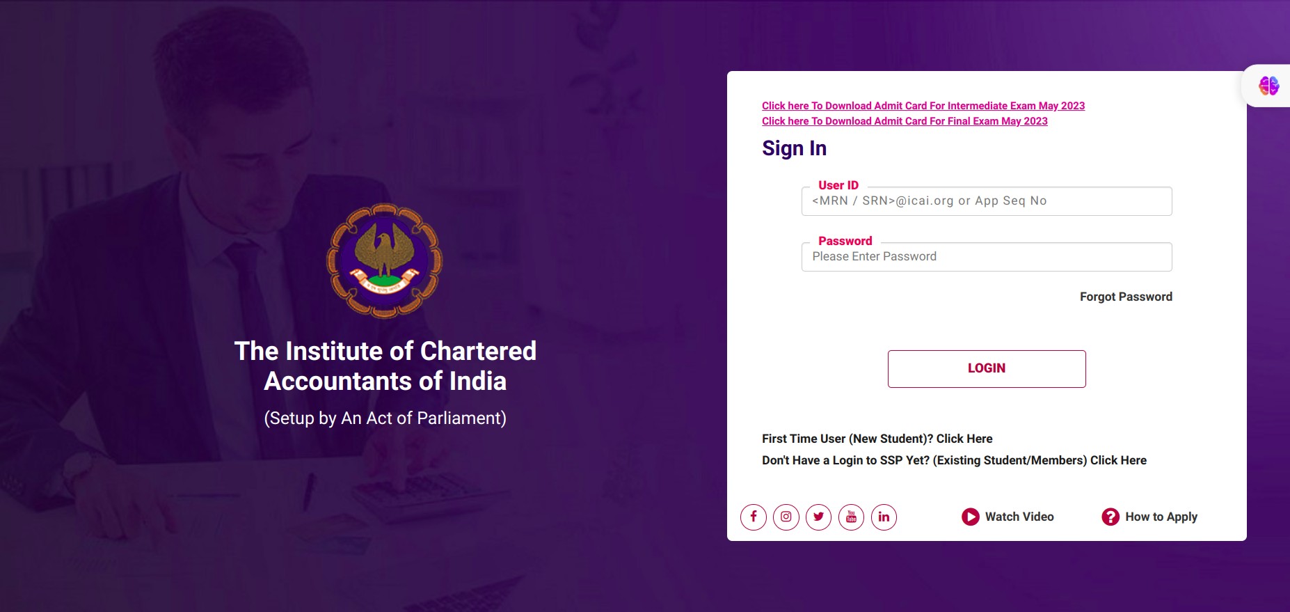 ICAI CA Admit Card 2024 for May Session Download Hall Ticket for CA