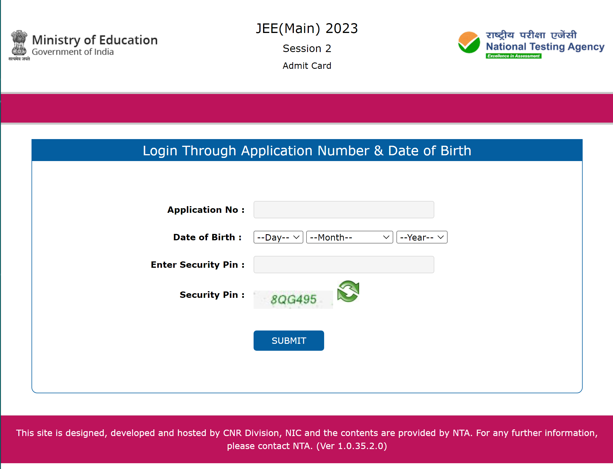 jee main session 2 admit card link download 