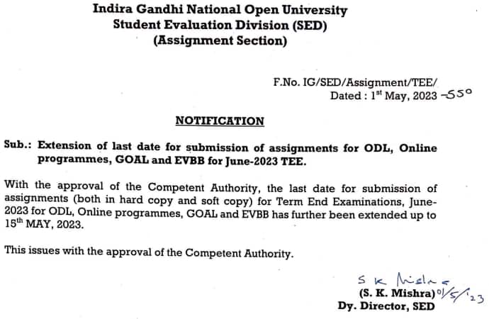 IGNOU-assignment-submission-date-extended