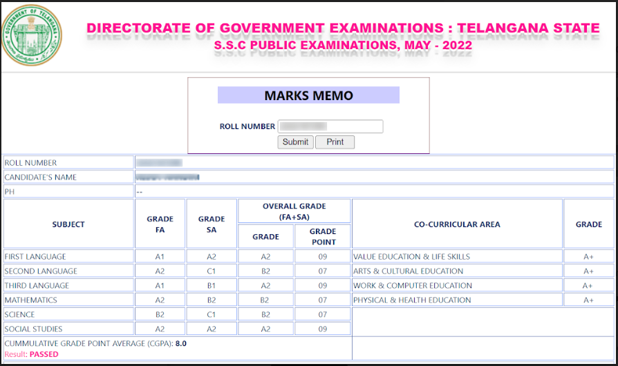 10th result 2023 telangana time today marks memo