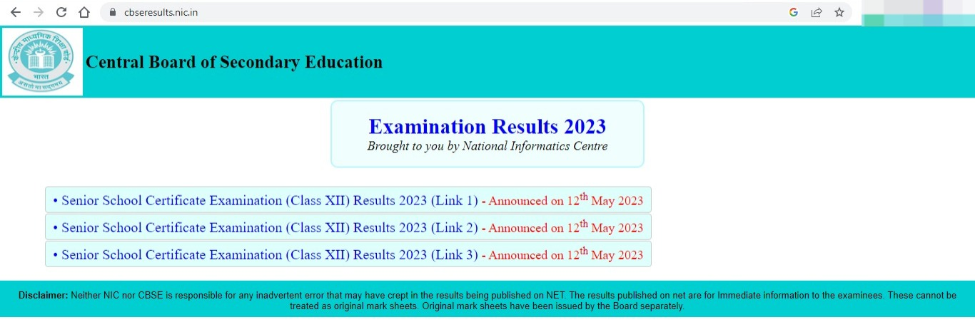 cbseresults.nic.in 2023 links