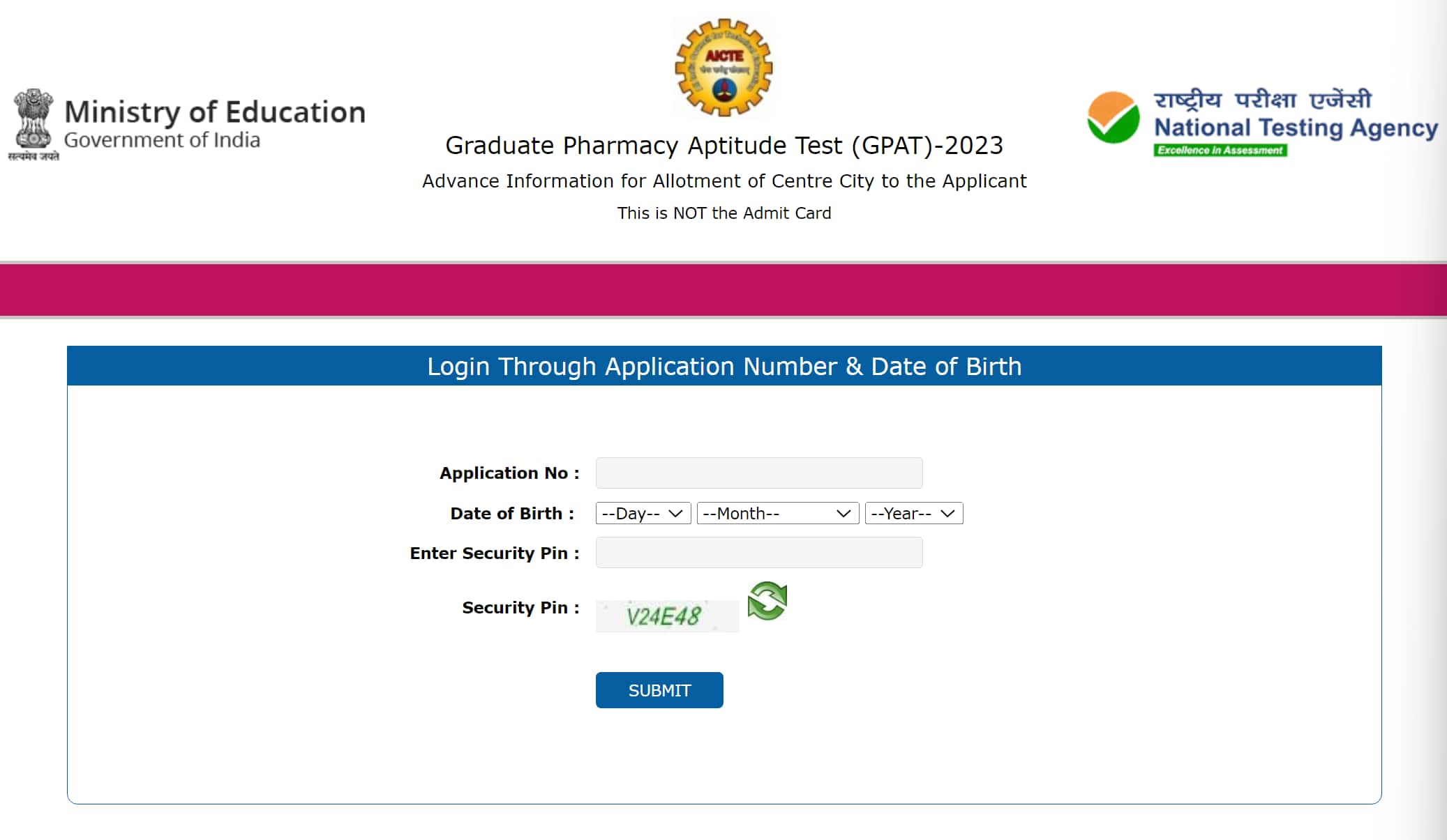 gpat 2023 exam date city slip nta nic in 