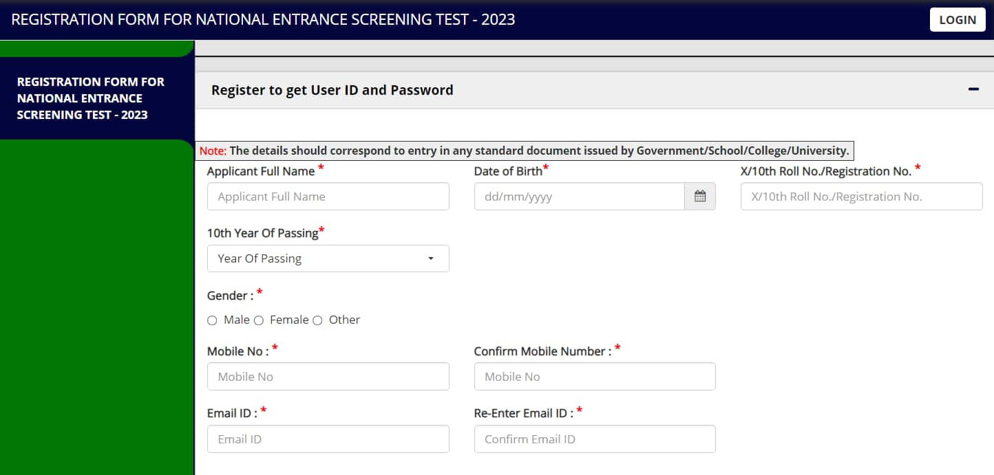 nest 2023 application form official website