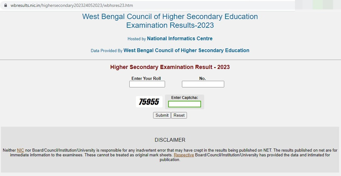 wbresults.nic.in 2023 Class 12 result