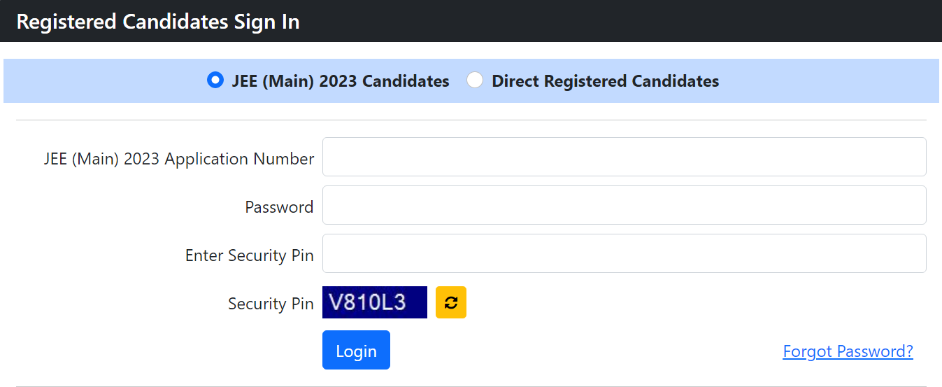 jee advanced 2023 login registration portal
