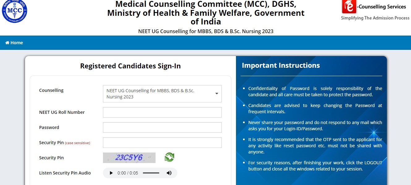 neet ug counselling 2023, mcc.nic.in, mcc