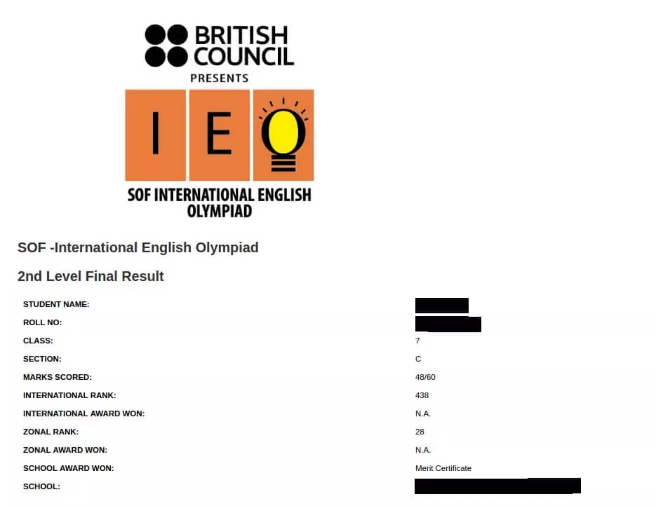 Winners of International English Olympiad 2021-22