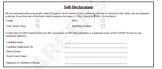 BITSAT Self Declaration Form