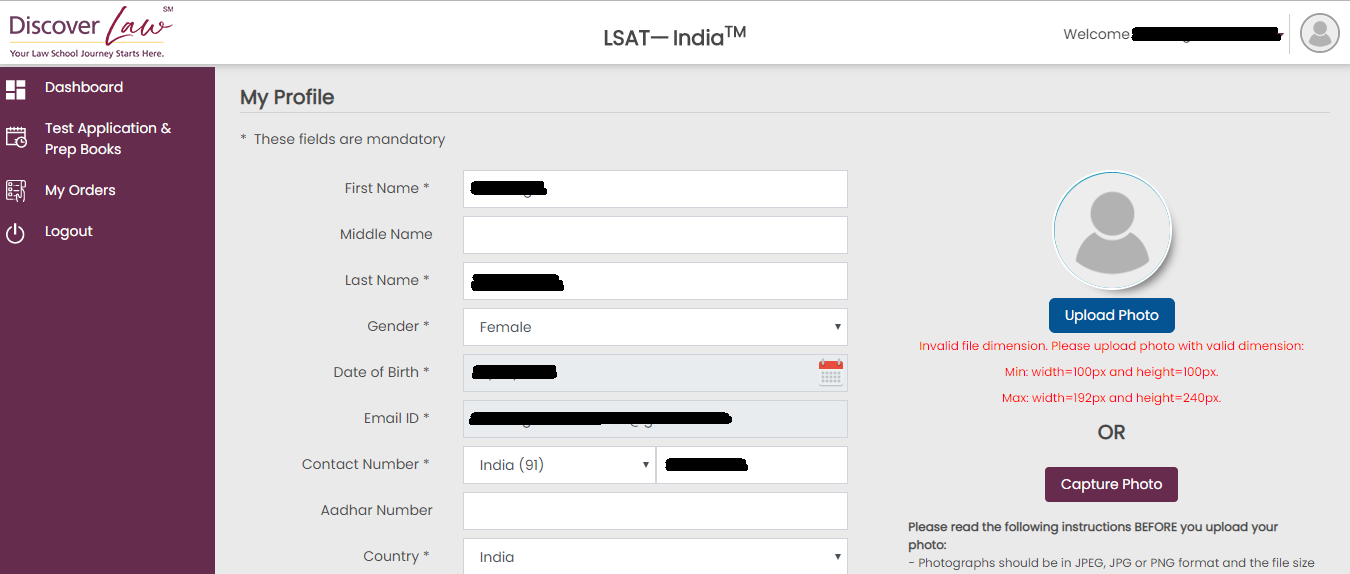LSAT—India  application form- filling process