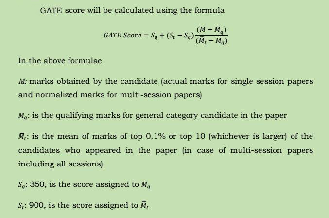 GATE score calculation for single session