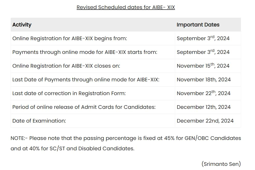 revised aibe 19 exam date