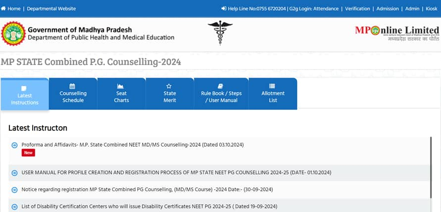 neet pg counselling 2024, mcc. mp neet pg counselling 2024, neet pg 2024