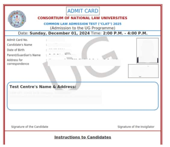 CLAT 2025 Admit Card Representative Image