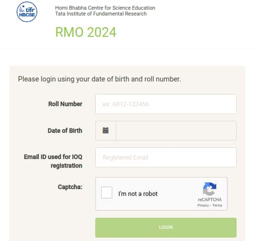 RMO 2024 Result Login Page