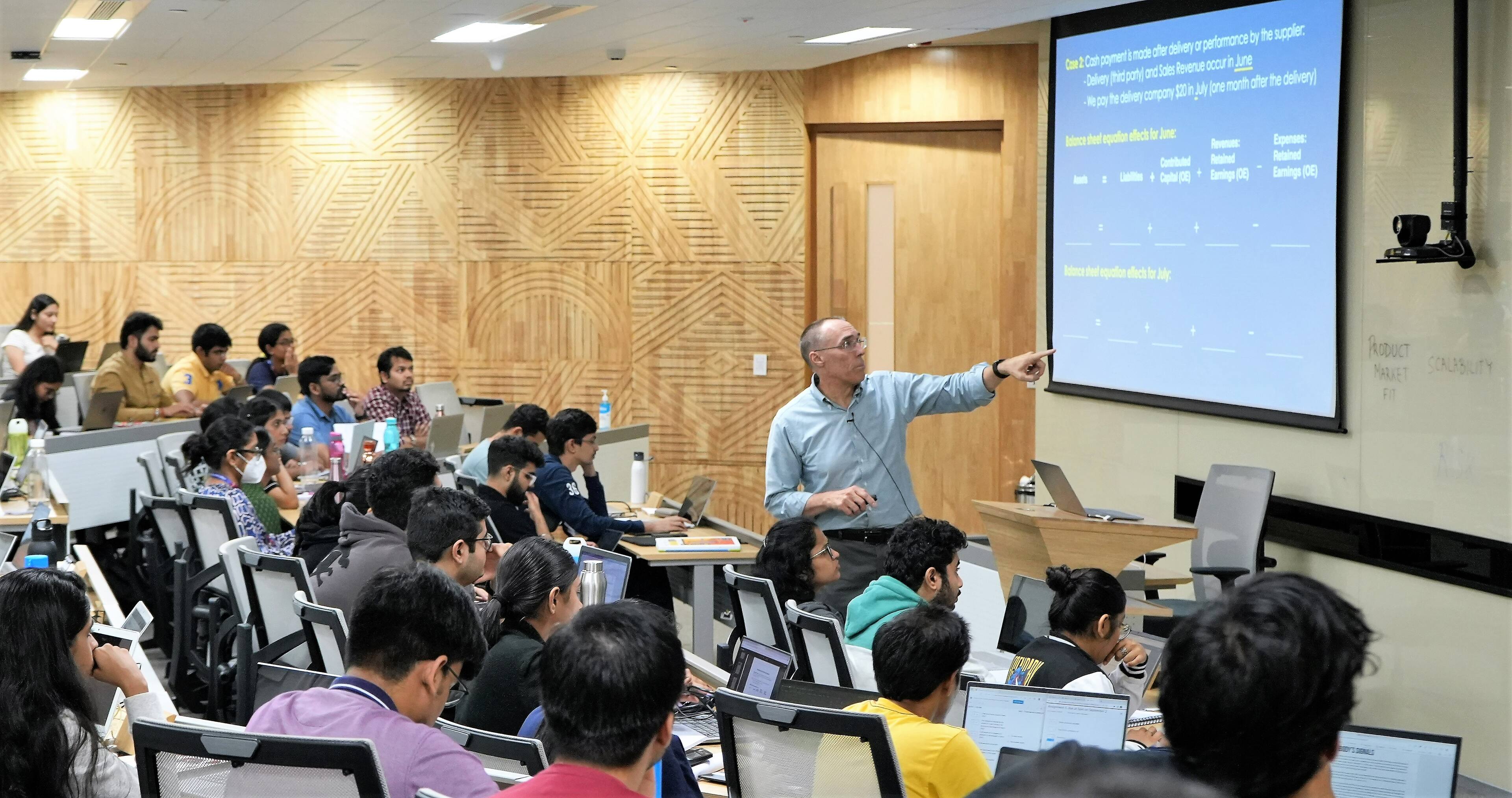 A classroom at BITSOM which does not set sectional CAT cut-offs for admission. 