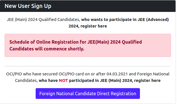 JEE Advanced 2024 registration