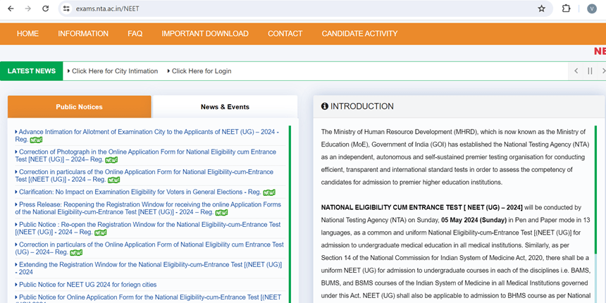 neet.ntaonline.in exams.nta.ac.in/neet, neet. nta. nic. in, exam.nta.ac.in neet 2024, neet.nta.online.in 2024, exams.nta.nic