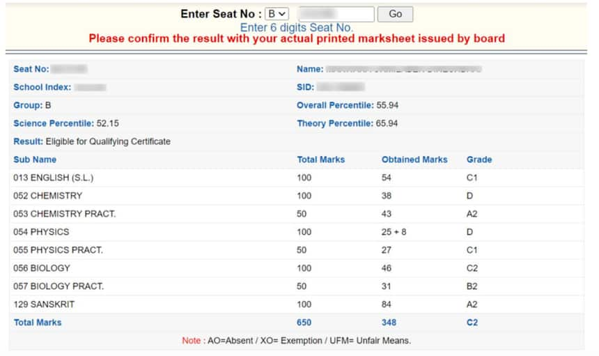 GSEB HSC Marksheet 2025, Gujarat Board Class 12 Marksheet @gseb.org