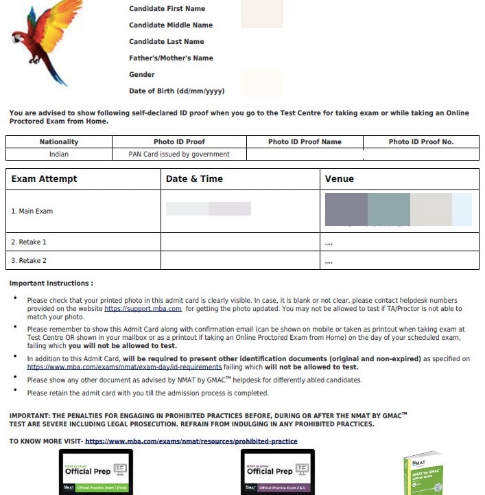 NMAT-Admit-Card-Screenshot