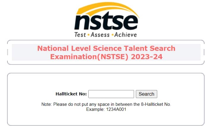 NSTSE Result Window Image