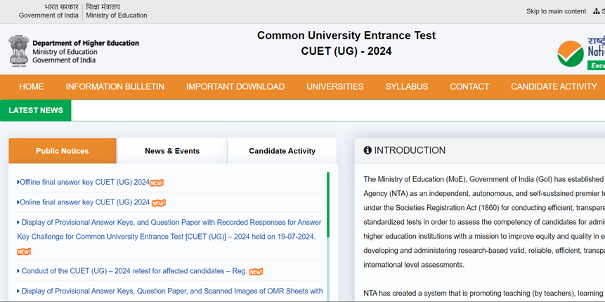 cuet.samarth.ac.in 2024, cuet ug 2024 result date expected, nta official website, banaras hindu university, cuet ug final answer key, cuet final answer key