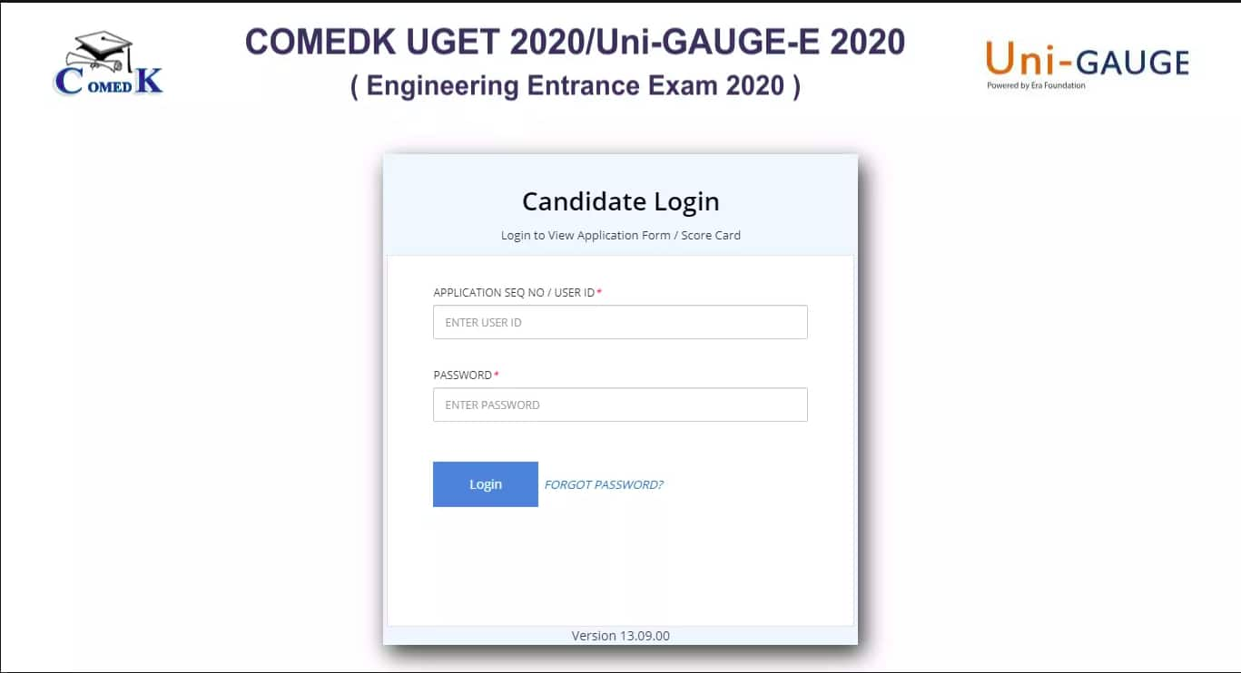 COMEDK UGET Result Login Window