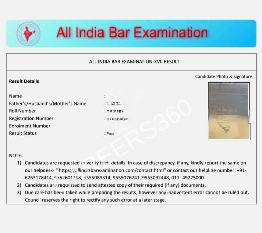 aibe result marksheet