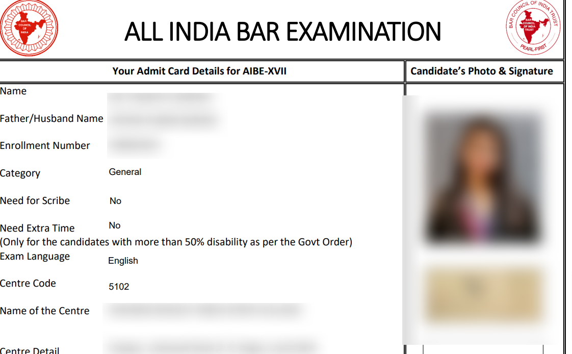 aibe admit card demo